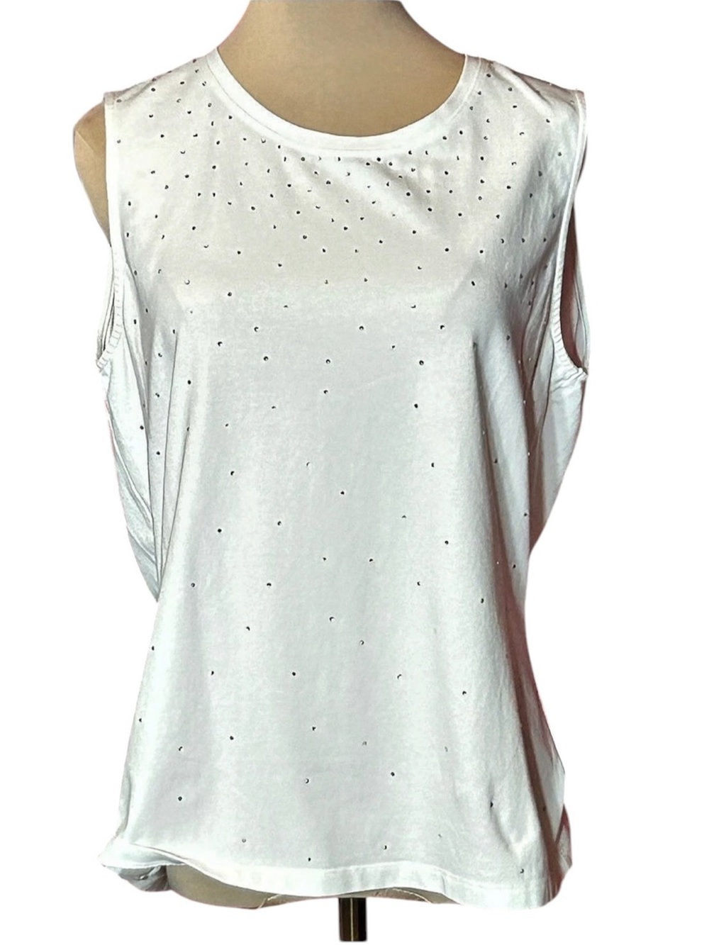 Talbots Rhinestone Sleeveless Top in White Large Like New